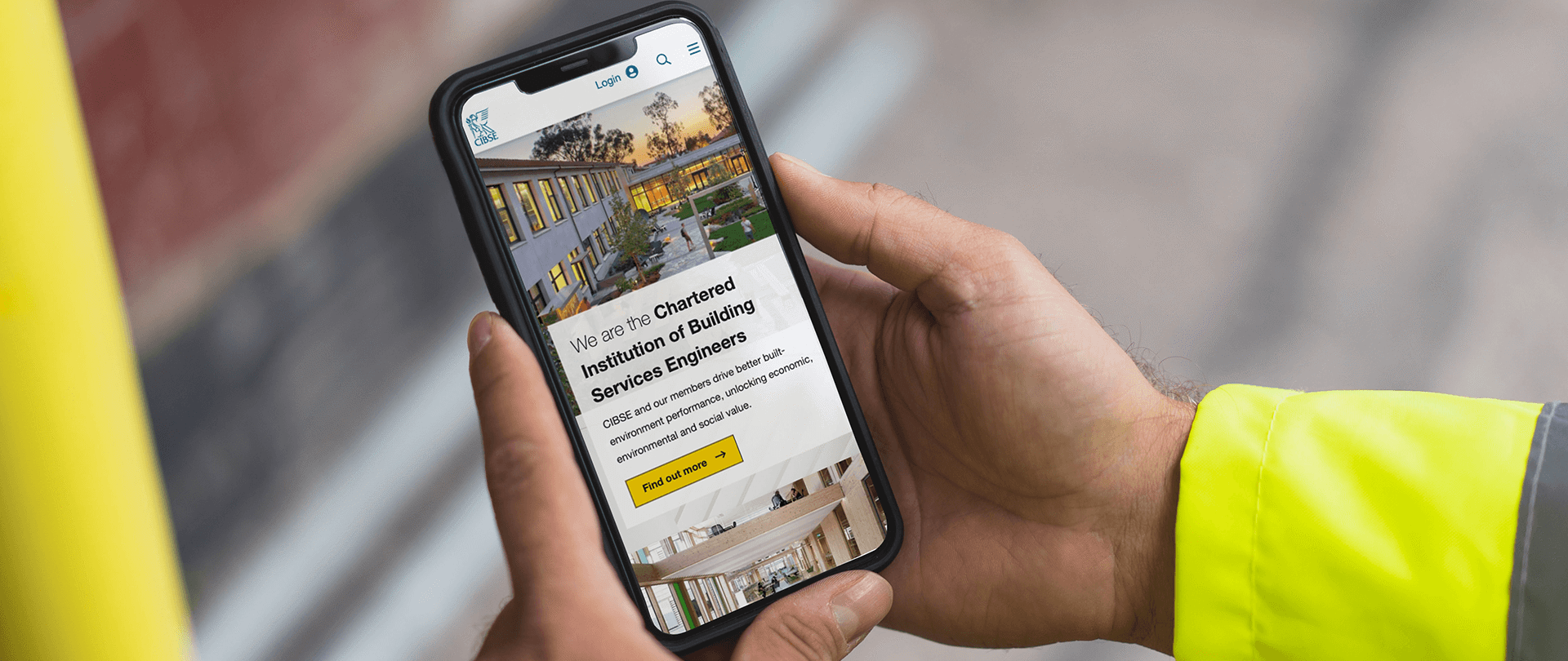 cibse website displayed on smartphone screen