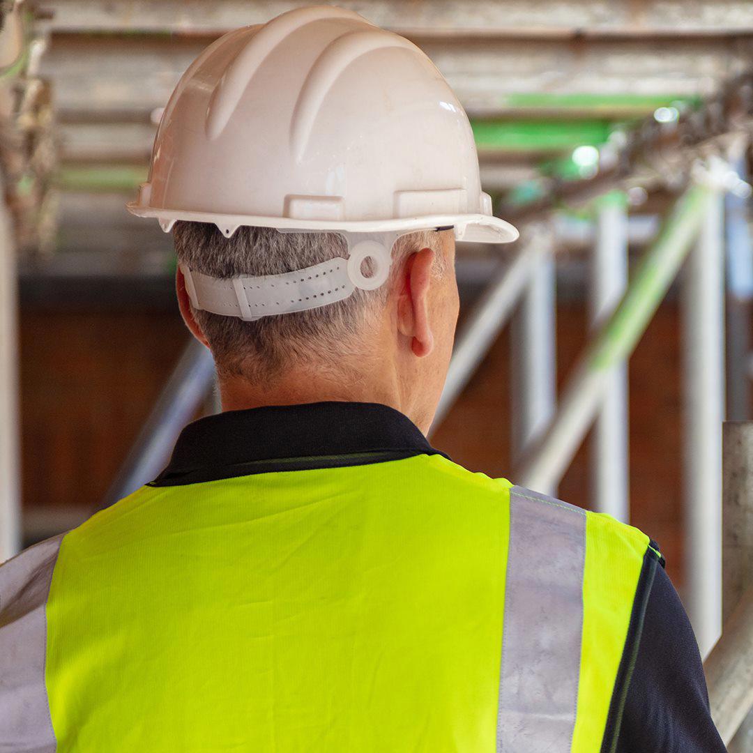 a person in a hard hat