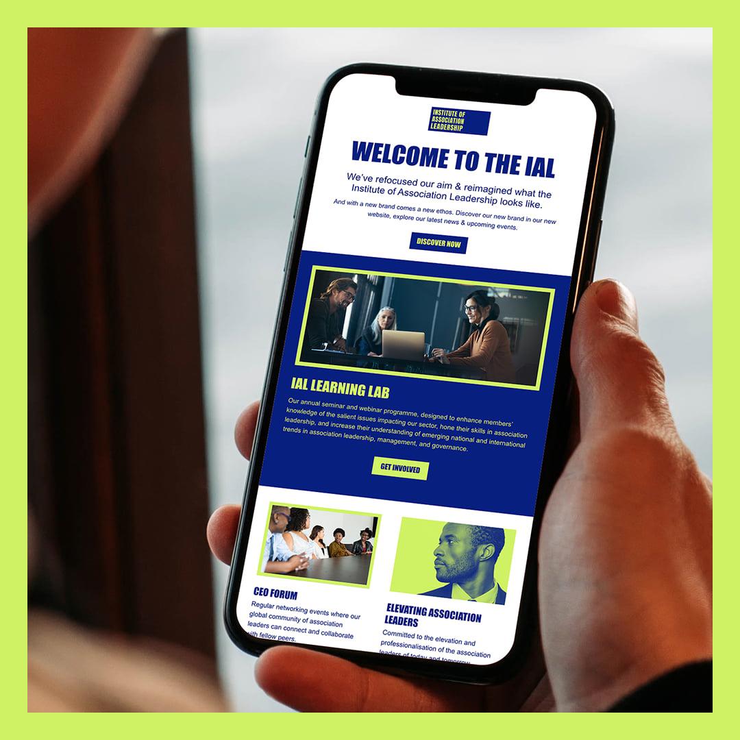 IAL homepage on a mobile screen