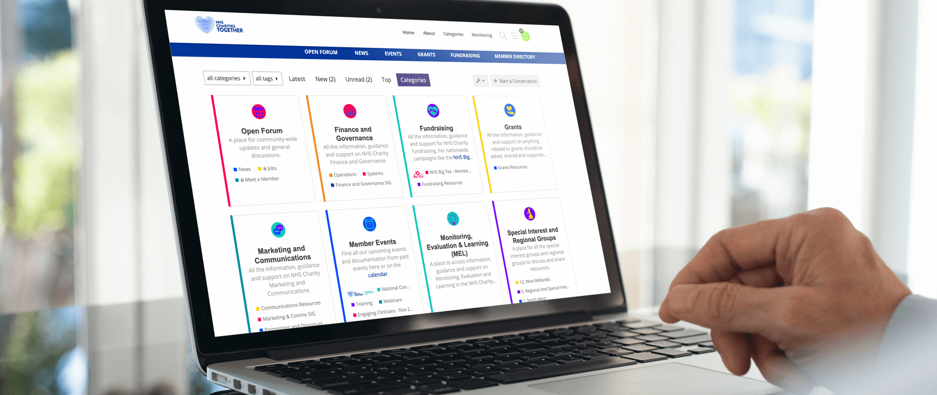 a display of the content categories inside the community