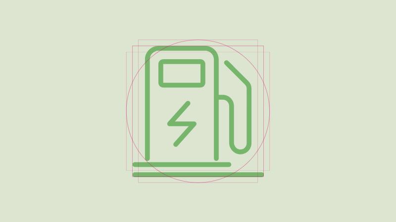 An electrical vehicle charging icon