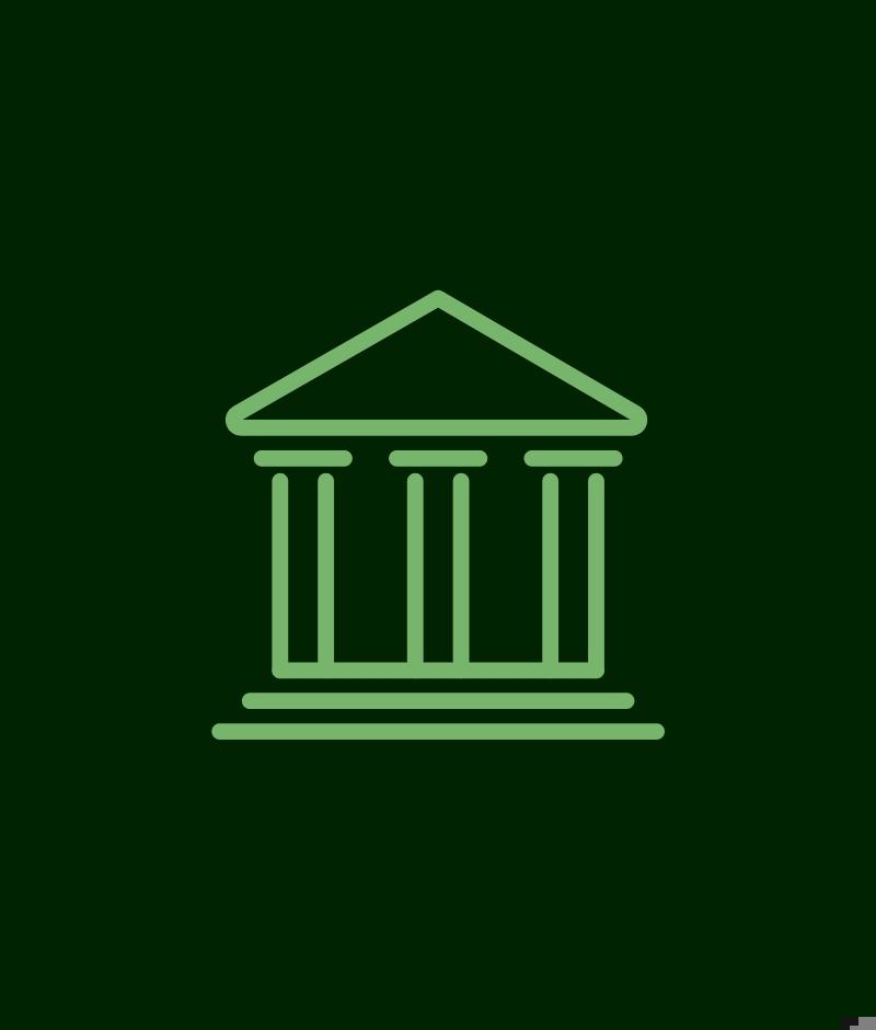 A stylised icon representing a bank
