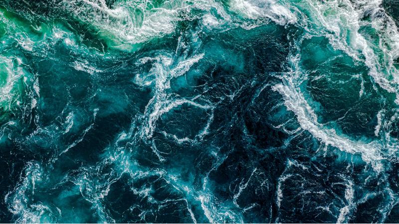 A textural image of turbulent ocean seen from above