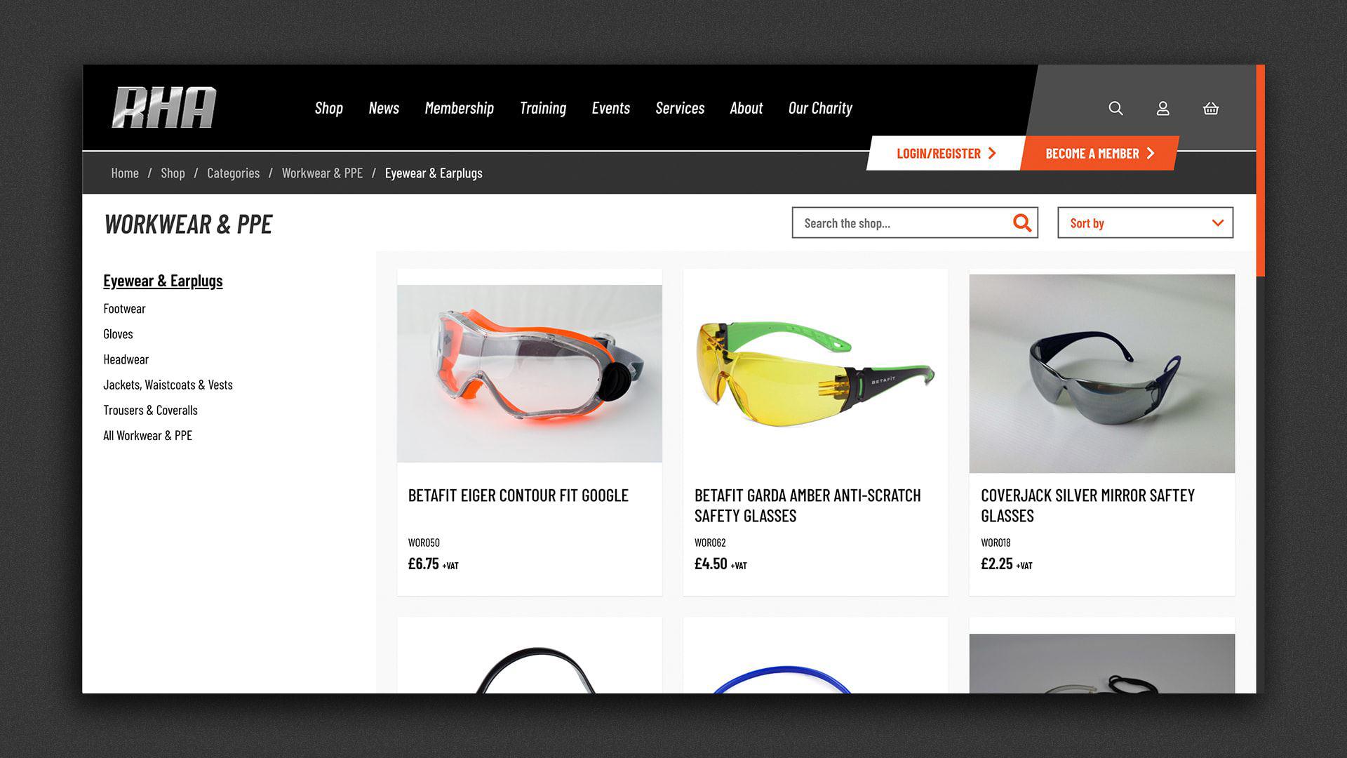 Road Haulage Association shop page ecommerce site