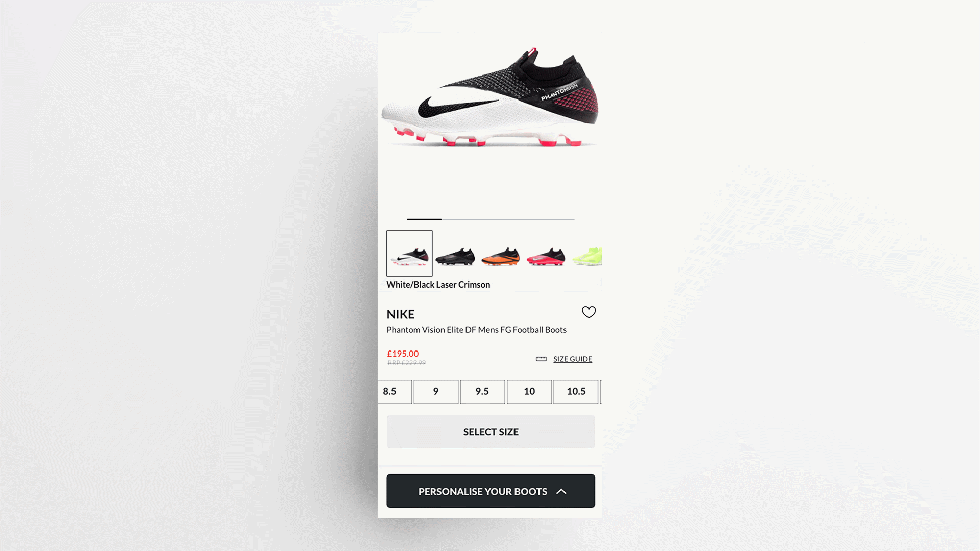 Trainer store page on mobile