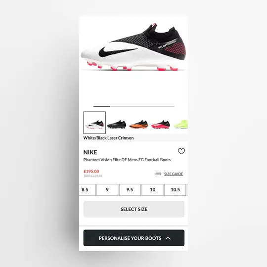 Trainer store page on mobile