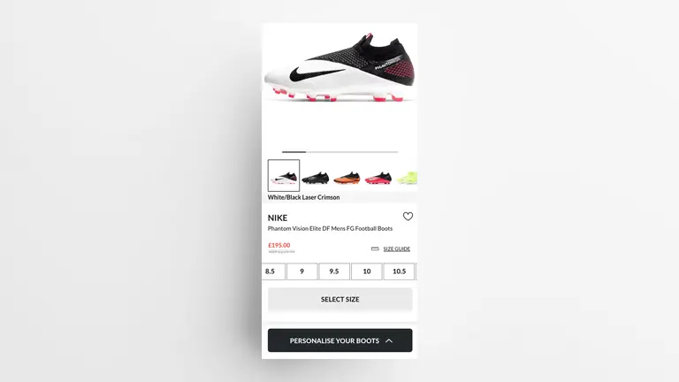Trainer store page on mobile