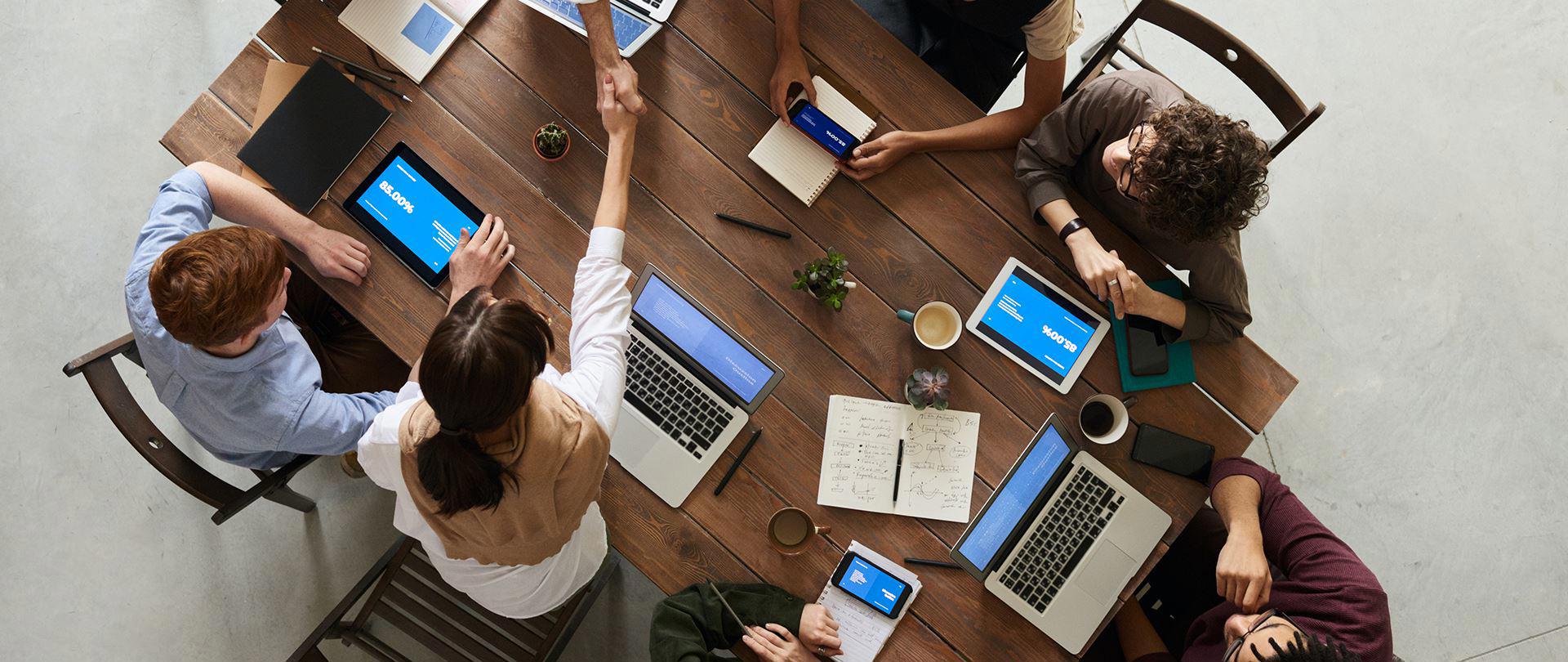group discussion around a table