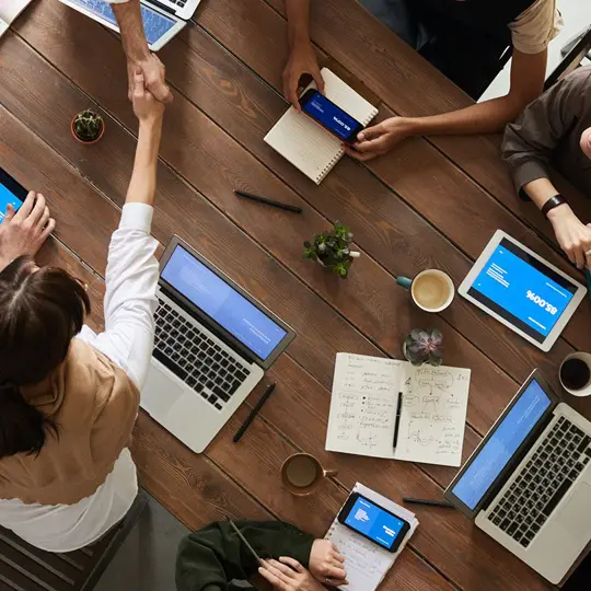 group discussion around a table