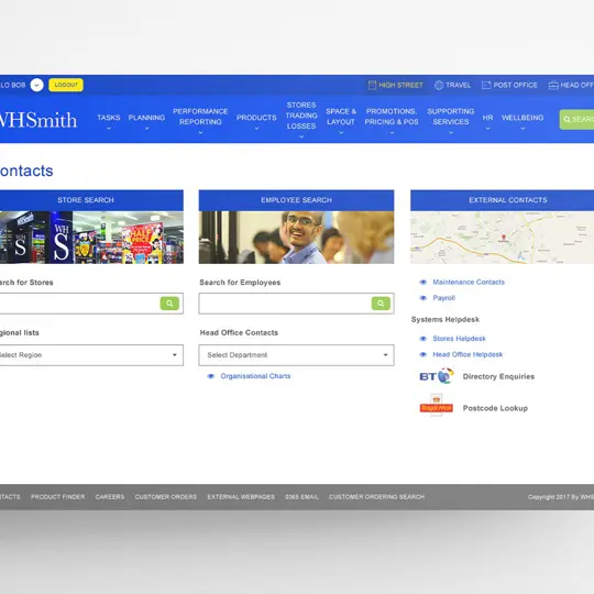 Screenshot from the whsmith site