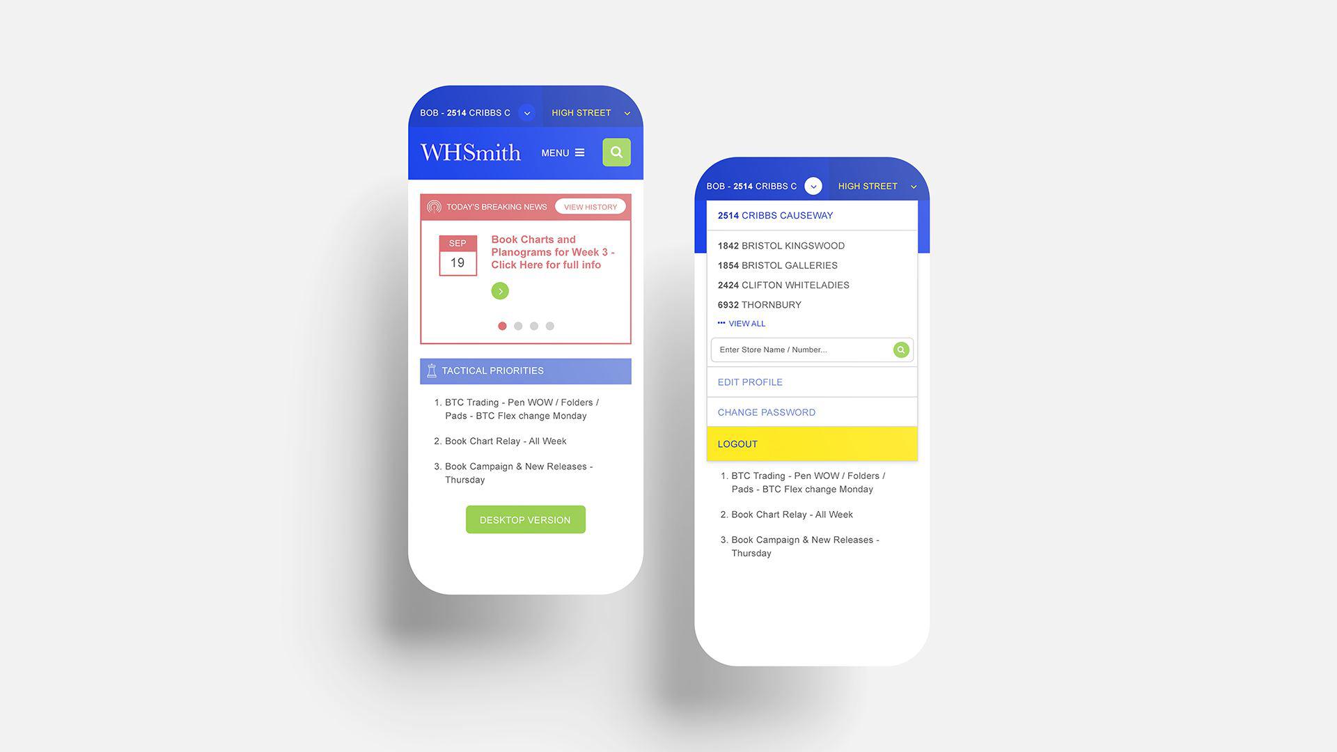 App screenshots for WHSmith